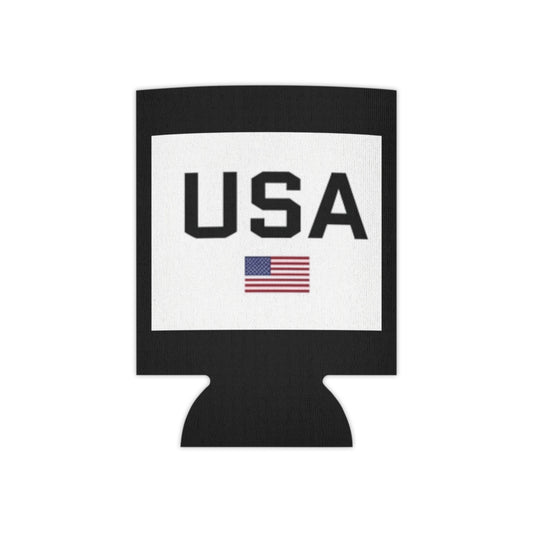 Patriotic USA Flag Can Cooler in Black