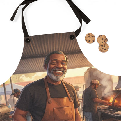 BBQ Pitmaster Apron — Grilling Chef Apron with Smiling Pitmaster Design