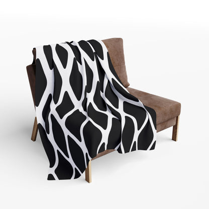 Arctic Fleece Blanket - Monochrome Geometric Diamond Pattern Cozy Throw