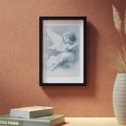 Cherub Angel Framed Poster — Black Frame Wall Art by Grace Canvas Shop
