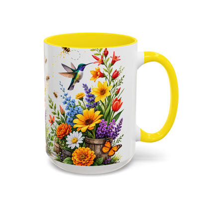 Floral Hummingbird Coffee Mug 11/15oz by Grace Canvas Shop