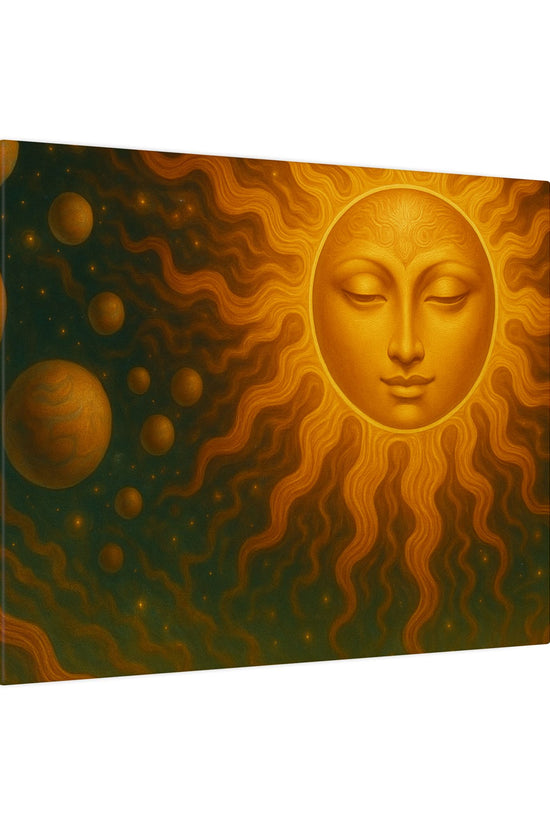 Golden Sun Face Canvas Art — Mystical Solar Wall Decor by Grace Canvas Shop