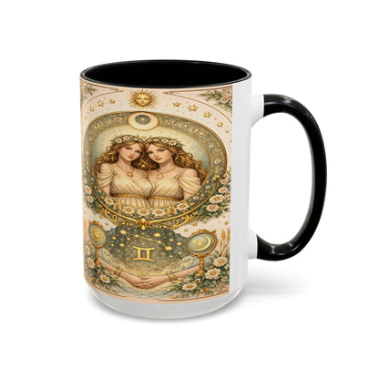 Celestial Gemini Vintage Art Nouveau Coffee Mug