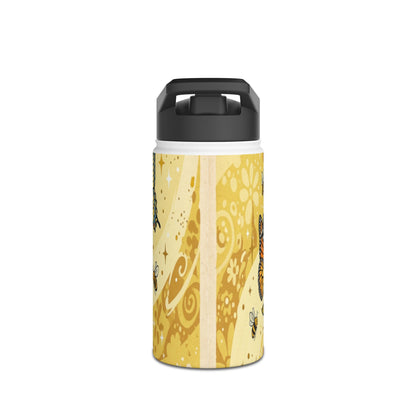 Floral Stainless Steel Water Bottle — Yellow Vintage Magnolia Design