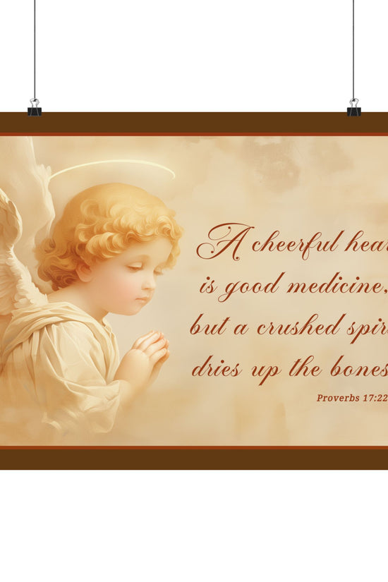 Inspirational Angel Poster - A Cheerful Heart Matte Horizontal Print by Grace Canvas Shop