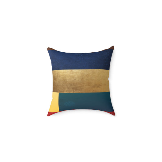 Abstract Color Block Square Pillow — Modern Geometric Decorative Throw Pillow by Grace Canvas Shop
