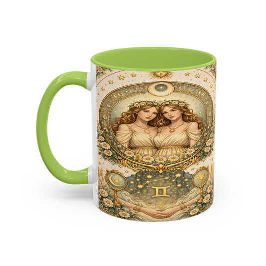 Celestial Gemini Vintage Art Nouveau Coffee Mug