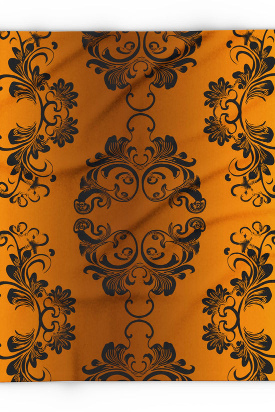 Ornate Gold Damask Fleece Blanket by Grace Canvas Shop