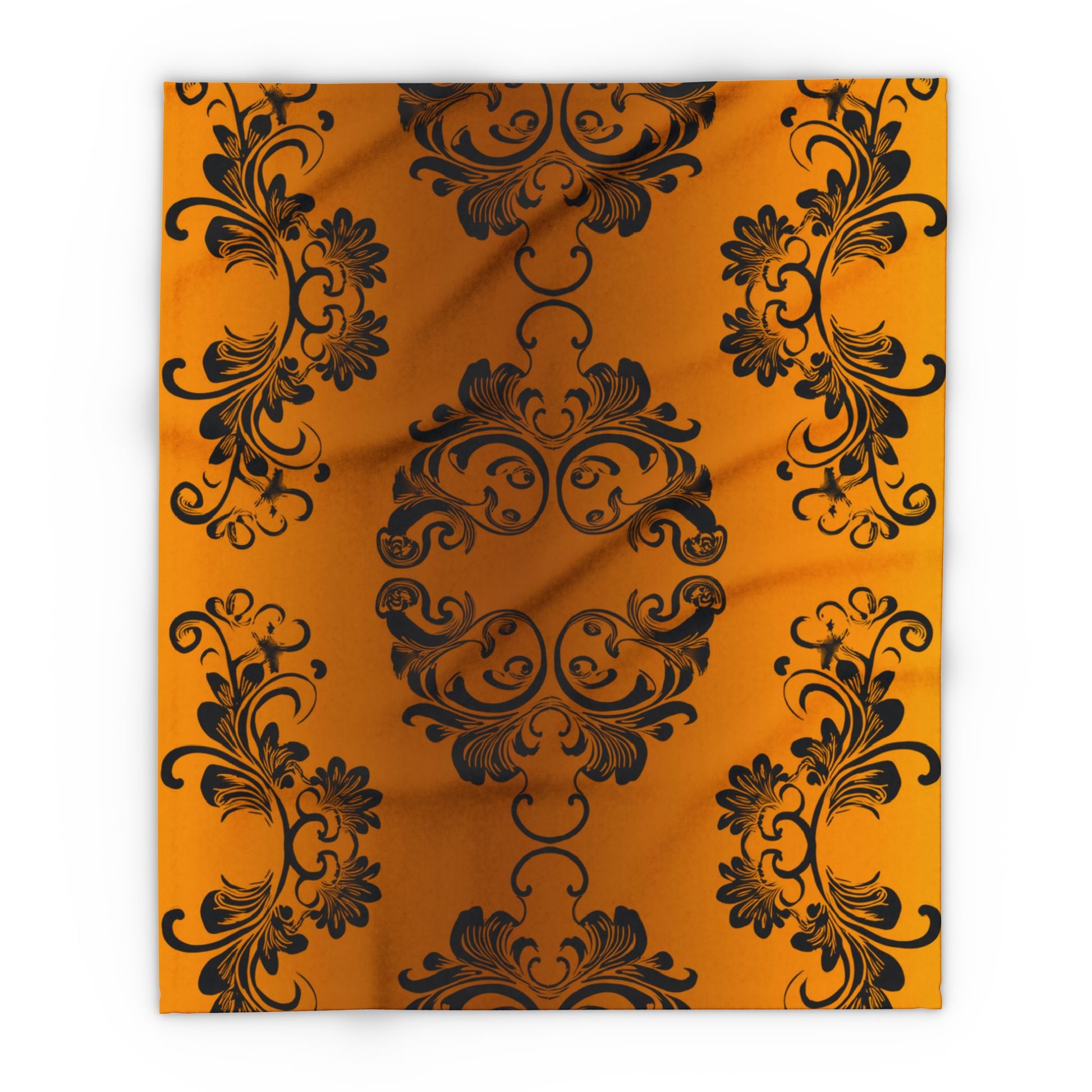 Ornate Gold Damask Fleece Blanket by Grace Canvas Shop