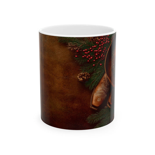 Western Mug — Rustic Holiday Ceramic Coffee Cup (11oz/15oz)