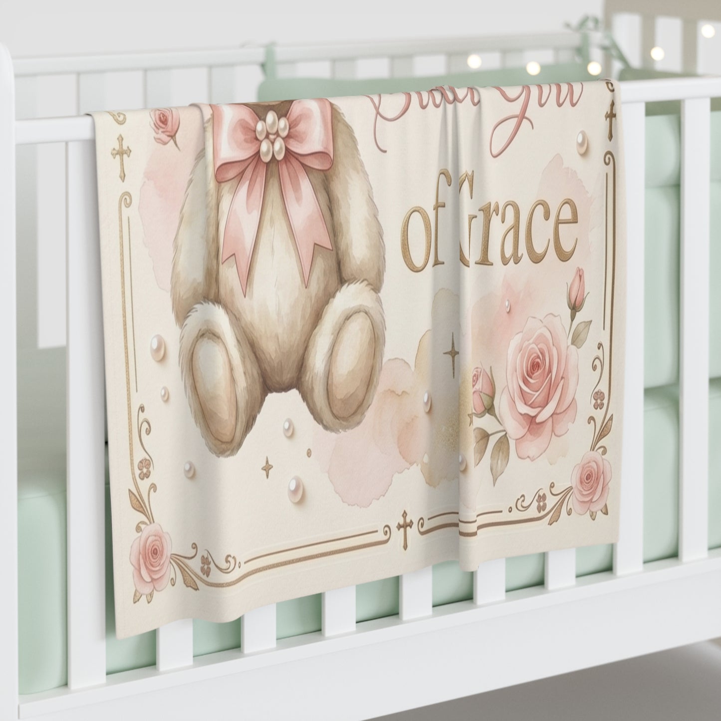Sweet Girl of Grace Baby Swaddle Blanket — Floral Teddy Newborn Swaddle