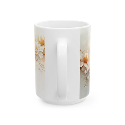 Winter Flowers Ceramic Mug Elegant Tea Coffee Cup