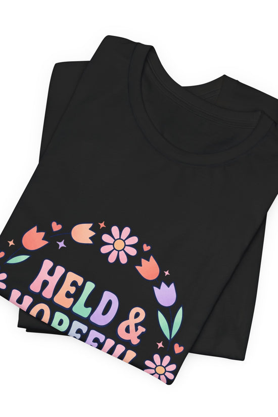 Held & Hopeful in Jesus Tee | Colorful Christian Encouragement, Retro Pastel