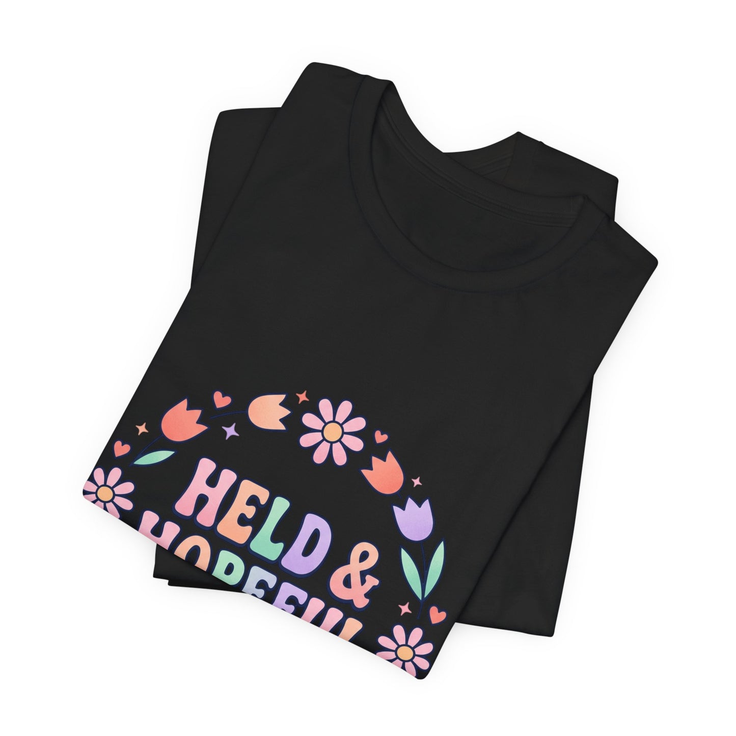 Held & Hopeful in Jesus Tee | Colorful Christian Encouragement, Retro Pastel