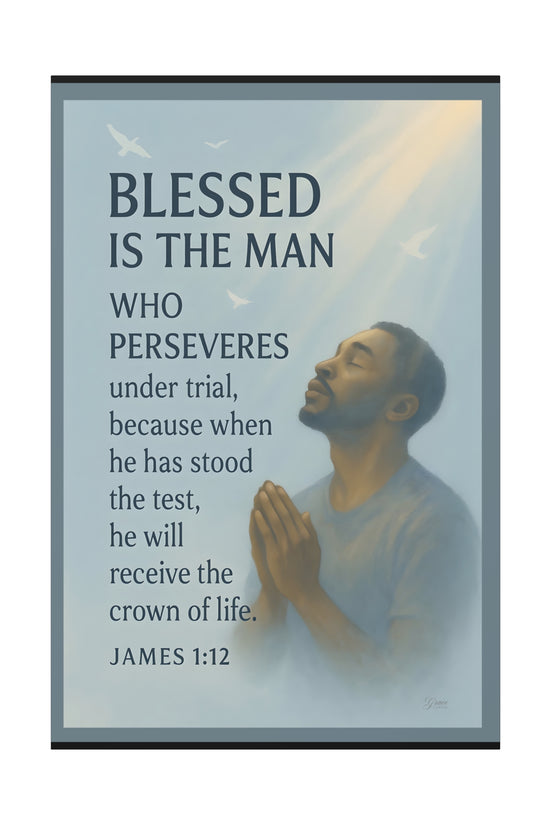 Canvas Wall Art James 1:12 Inspirational Prayer Print by Grace Canvas Shop