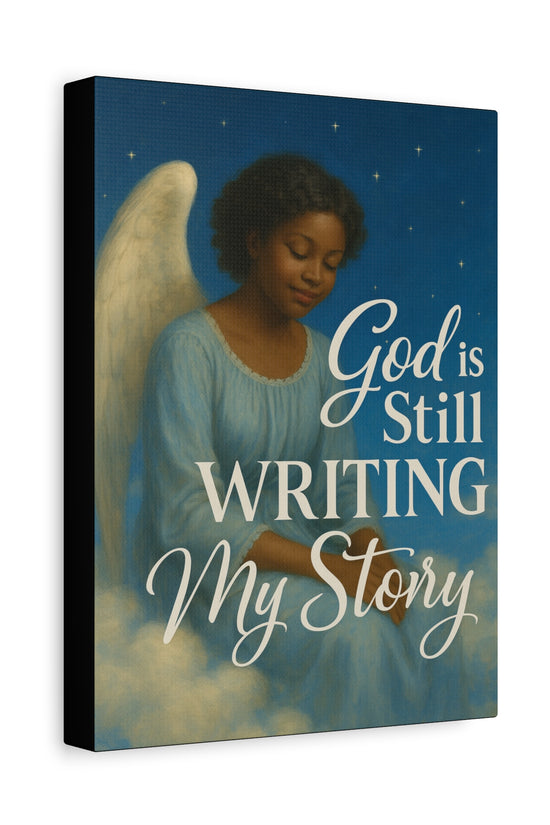Still Writing My Story Inspirational Canvas Wall Print by Grace Canvas.shop