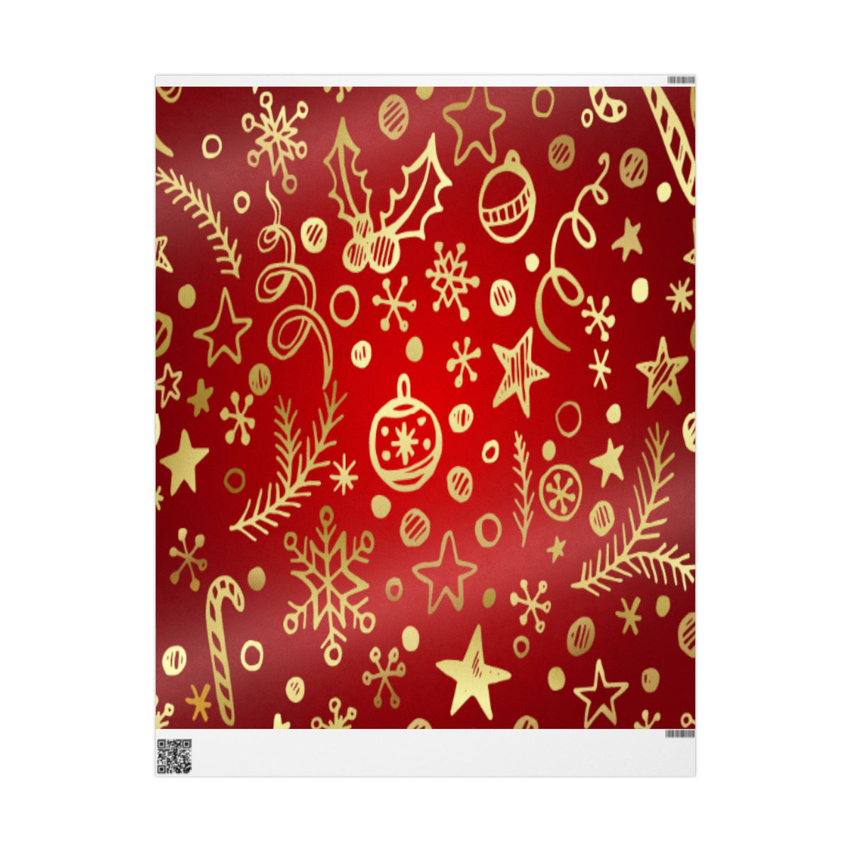 Festive Red & Gold Holiday Wrapping Paper Roll — Elegant Star and Swirl Gift Wrap