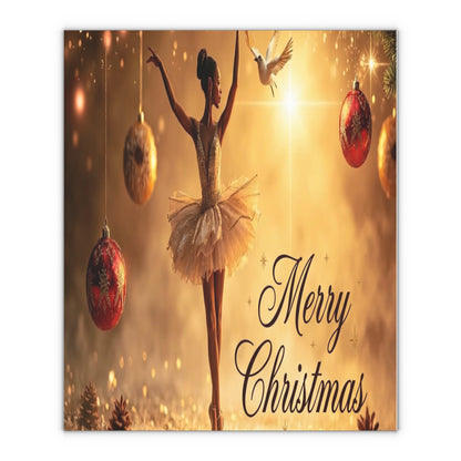 Christmas Ballerina Gift Wrap Sheet — "Merry Christmas" Holiday Wrapping Paper