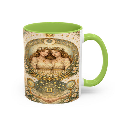 Celestial Gemini Vintage Art Nouveau Coffee Mug