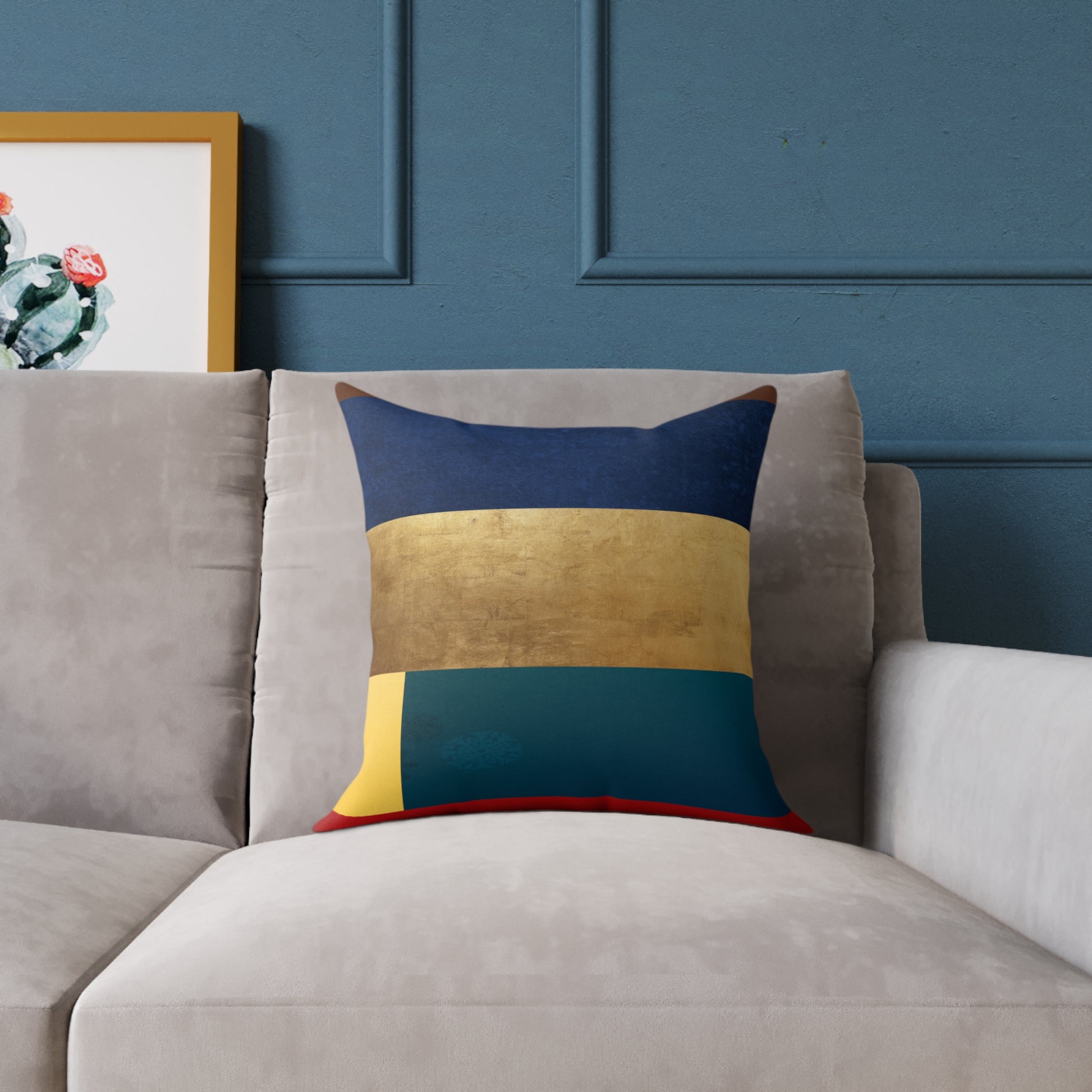 Abstract Color Block Square Pillow — Modern Geometric Decorative Throw Pillow by Grace Canvas Shop