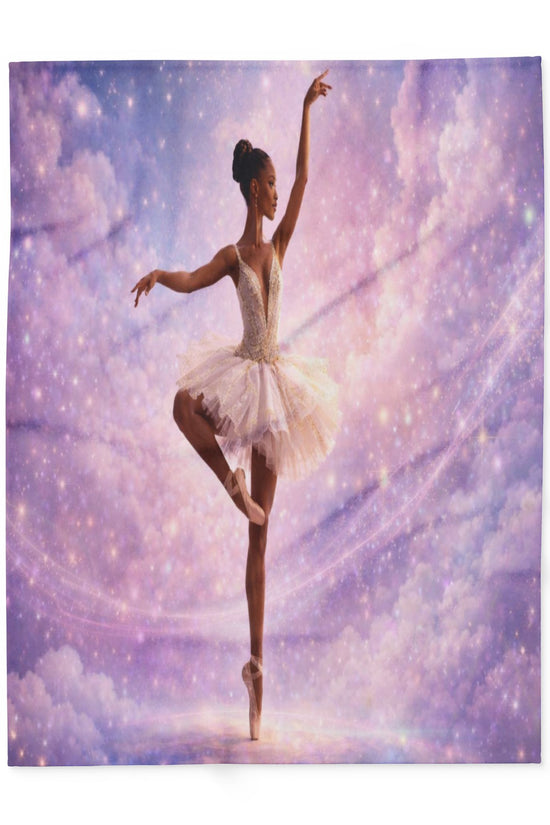 Ballet Dream Fleece Blanket — Ethereal Ballerina in Pink Galaxy by Grace Canvas Shop
