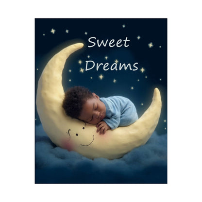 Sweet Dreams Baby Poster — Nursery Moon Sleep Wall Art