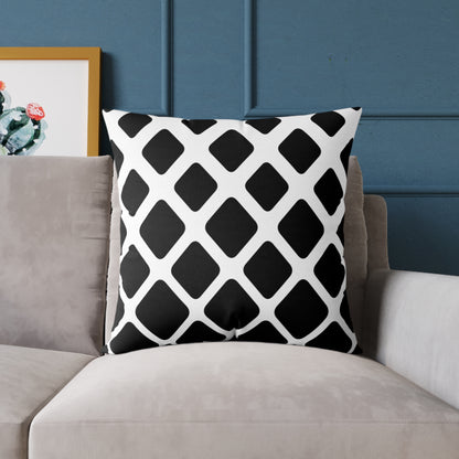 Geometric Black & White Throw Pillow — Modern Lattice Square Cushion