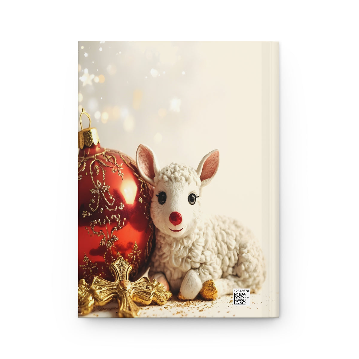 Christmas Lamb Hardcover Journal — Festive Red Ornament Holiday Lined Notebook