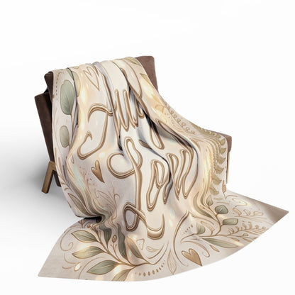 Always Loved Fleece Blanket with Floral Wreath Design