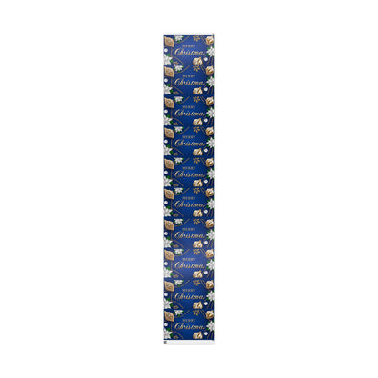 Merry Christmas Blue & Gold Wrapping Paper — Elegant Holiday Gift Wrap