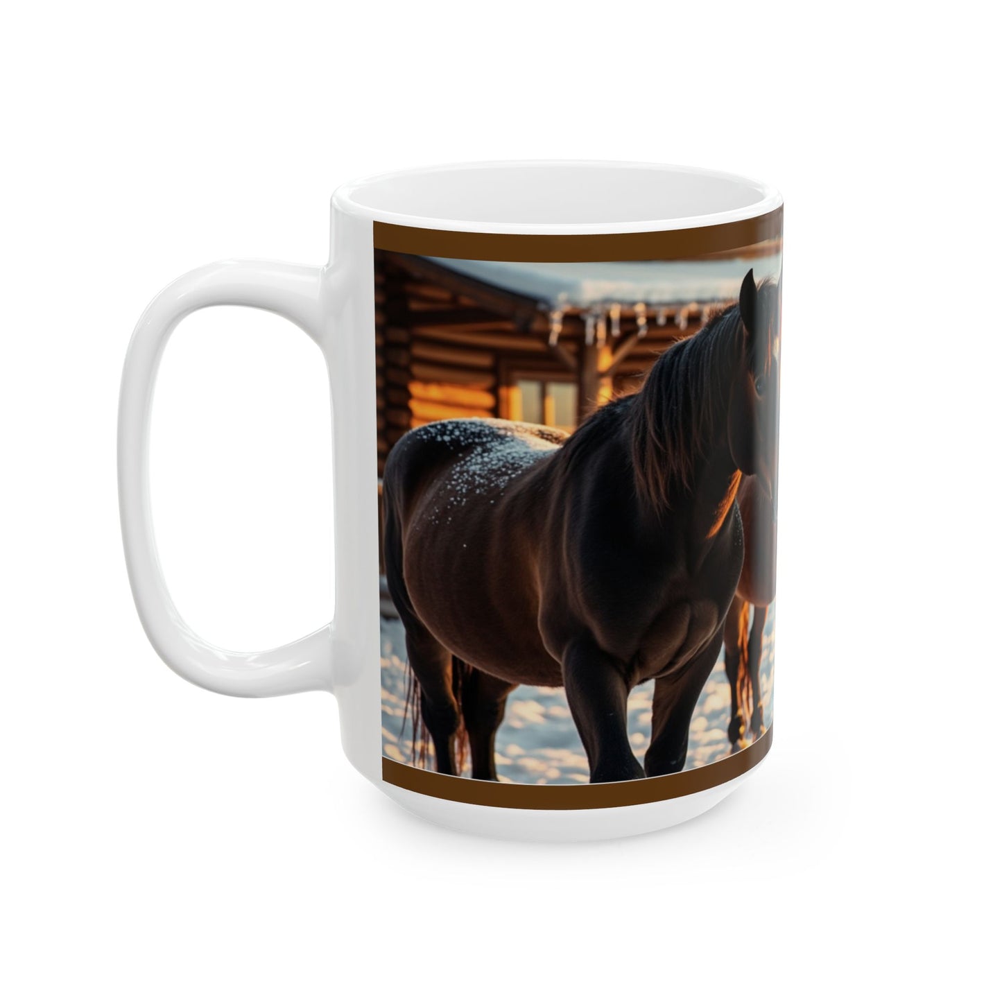 Christmas Horses & Snowman Ceramic Coffee Mug (11oz/15oz)