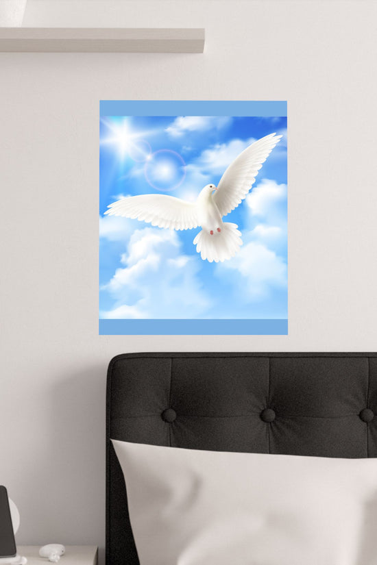 Blue Sky Satin Poster – Inspirational Peace Wall Art by Grace Canvas Shop