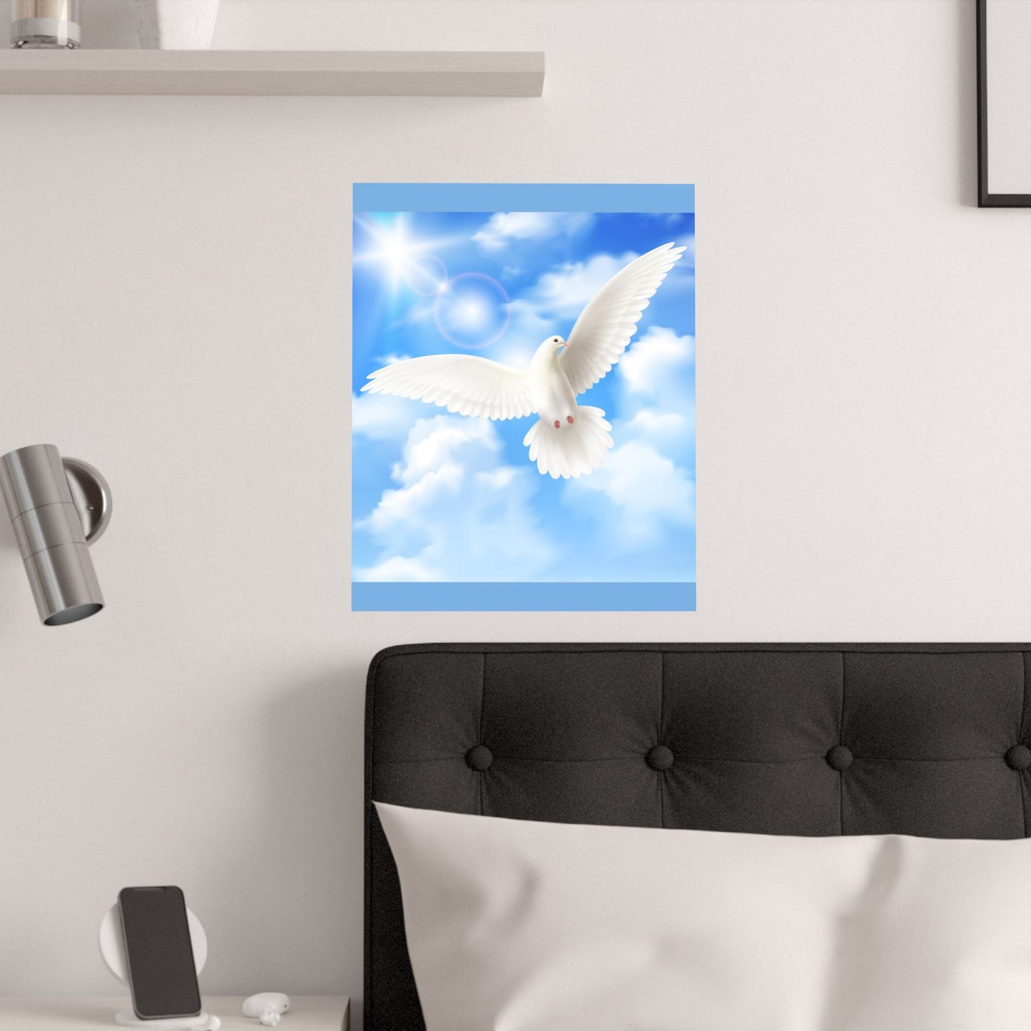 Blue Sky Satin Poster – Inspirational Peace Wall Art by Grace Canvas Shop