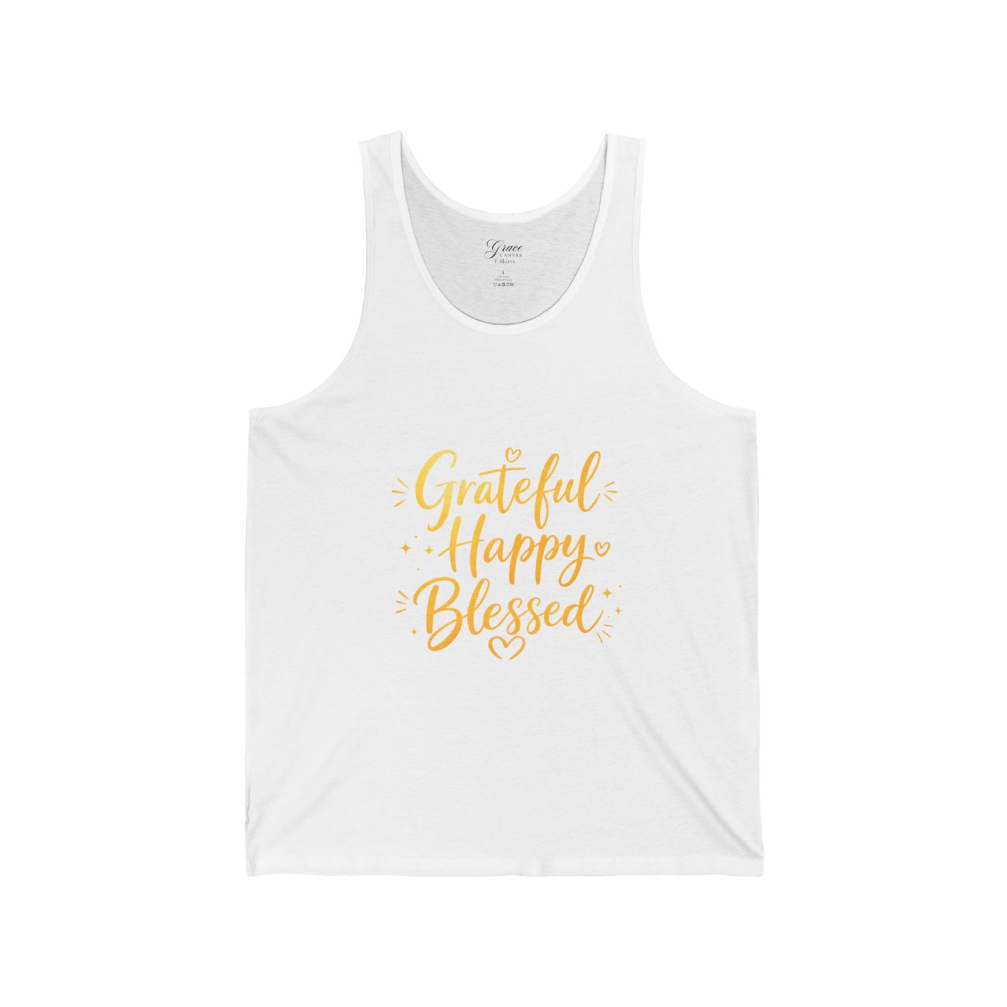 Grateful Happy Blessed Tank Top - Inspirational Faith Graphic Jersey Tank