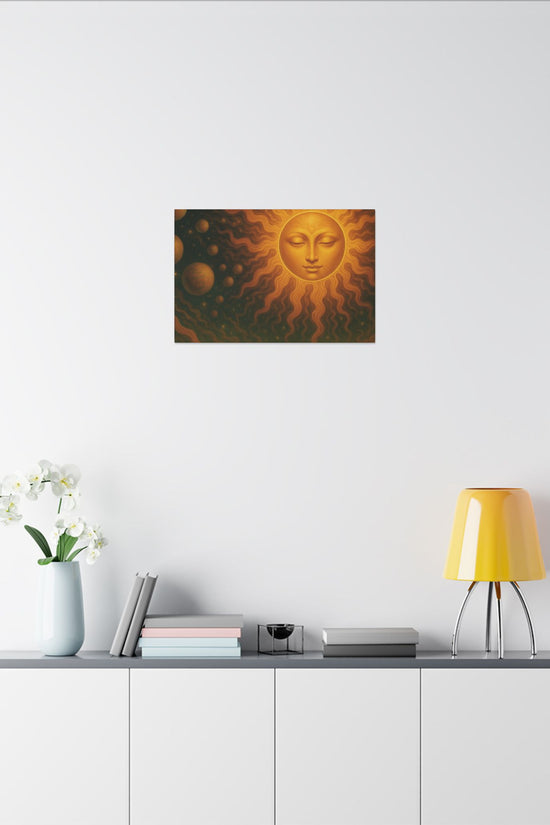 Golden Sun Face Canvas Art — Mystical Solar Wall Decor by Grace Canvas Shop