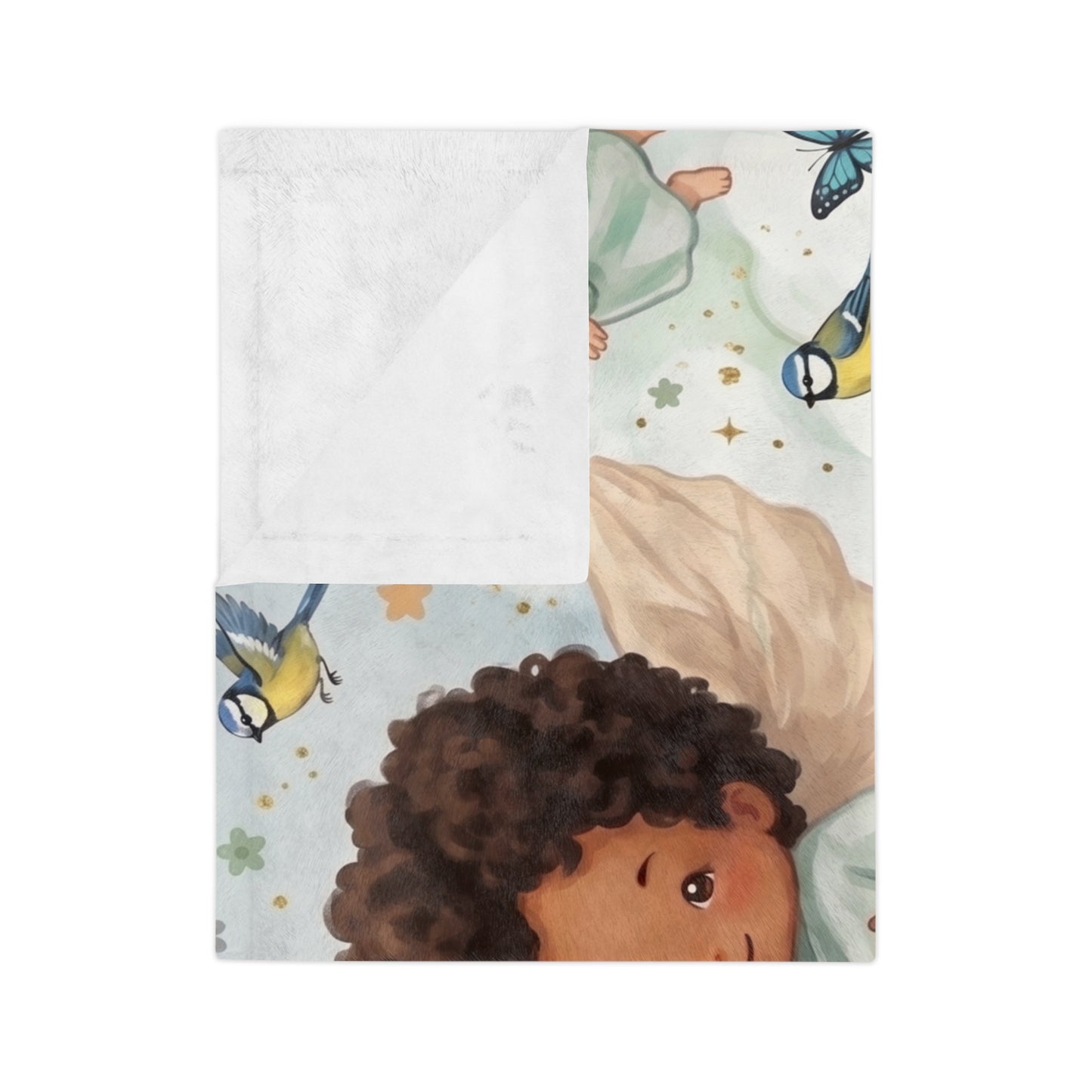Soft Green Angel Nursery Blanket — Velveteen Microfiber Baby Throw