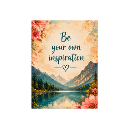 Be Your Own Inspiration Mountain Lake Wall Art Inspirational Art Poster