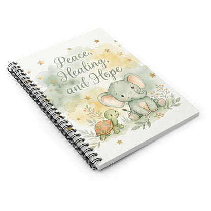 Peace, Healing and Hope Spiral Notebook — Cute Elephant & Turtle Ruled Journal