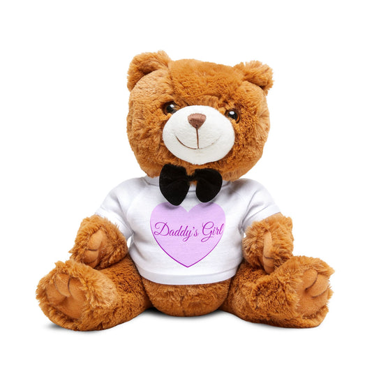 Daddy's Girl Teddy Bear Plush — Brown Bear with Heart T‑Shirt & Bow Tie