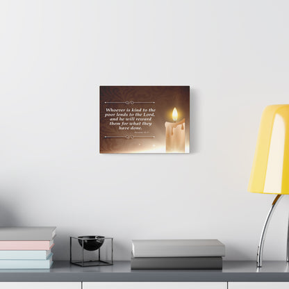 Proverbs 19:17 Candle Inspirational Scripture Print by Grace Canvas Shop