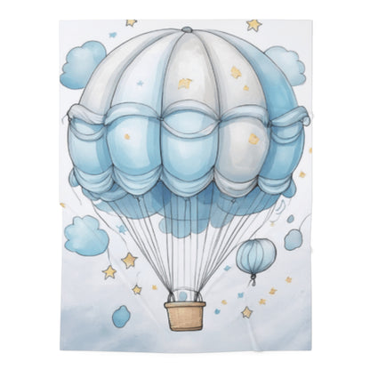Blue Hot Air Balloon Baby Swaddle Blanket – Dreamy Nursery Shower Gift