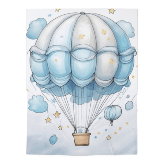 Blue Hot Air Balloon Baby Swaddle Blanket – Dreamy Nursery Shower Gift