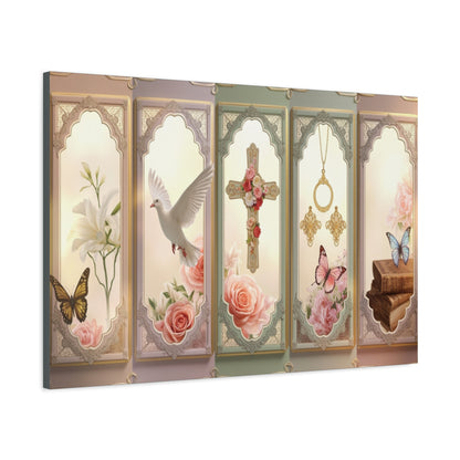 Church Windows Religious Floral Panel Canvas by Grace Canvas Shop