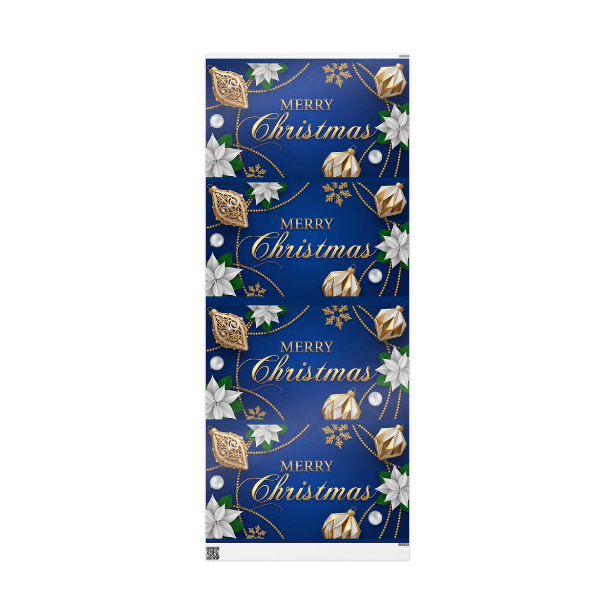 Merry Christmas Blue & Gold Wrapping Paper — Elegant Holiday Gift Wrap