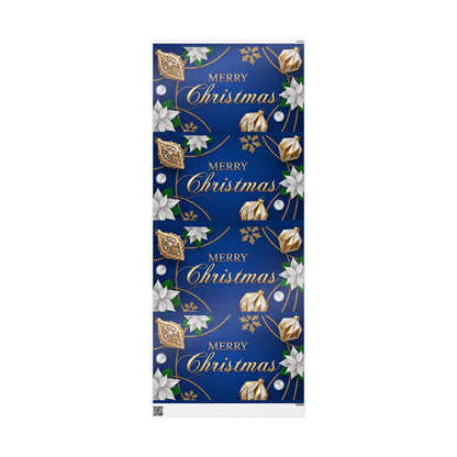 Merry Christmas Blue & Gold Wrapping Paper — Elegant Holiday Gift Wrap