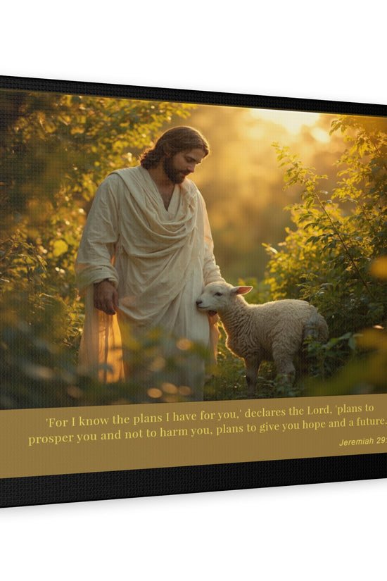 Jesus and the Lamb Jeremiah 29:11 Matte Canvas Print by Grace Canvas