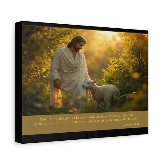 Jesus and the Lamb Jeremiah 29:11 Matte Canvas Print