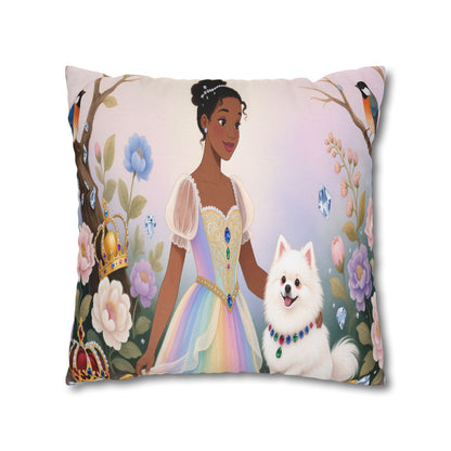 Princess & Pomeranian Dog Decorative Pillowcase
