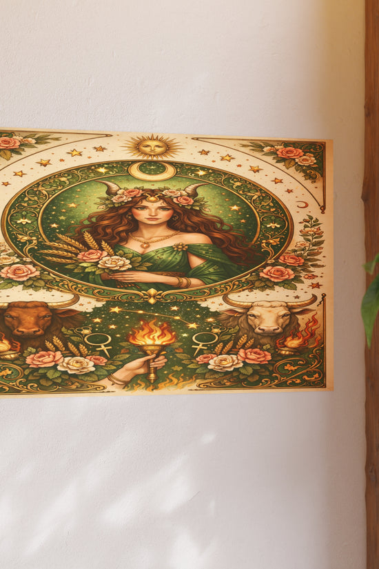 Celestial Taurus Goddess Art Poster by Grace Canvas Shop