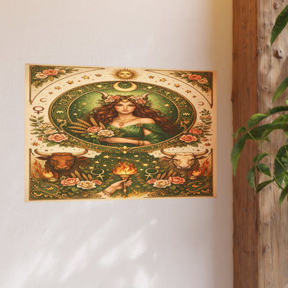 Celestial Taurus Goddess Art Poster by Grace Canvas Shop